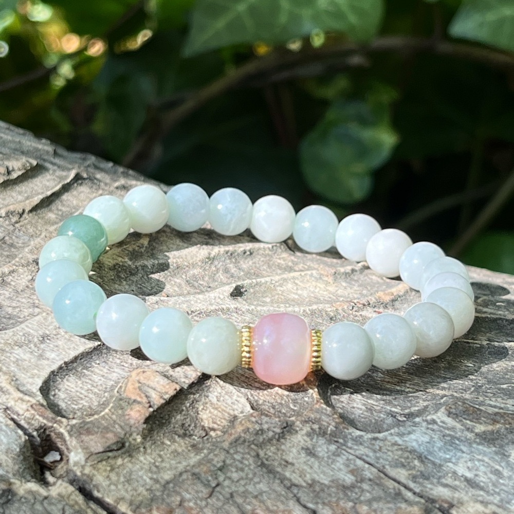 8mm white jade Yanyuan agate bracelet‎